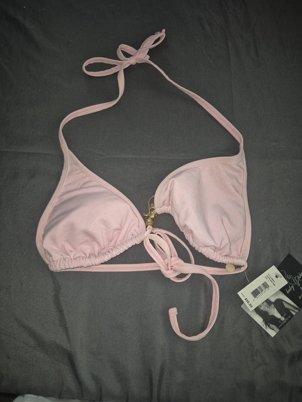 Karen Millen Light Pink Triangle Bikini Top